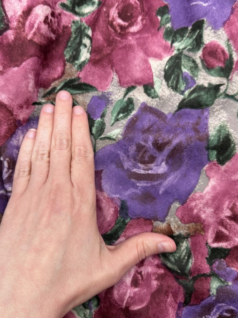 Vintage Floral Skirt Elastic Waist Size 12 Midi Purple Pink Roses Cottage USA - Picture 6 of 7